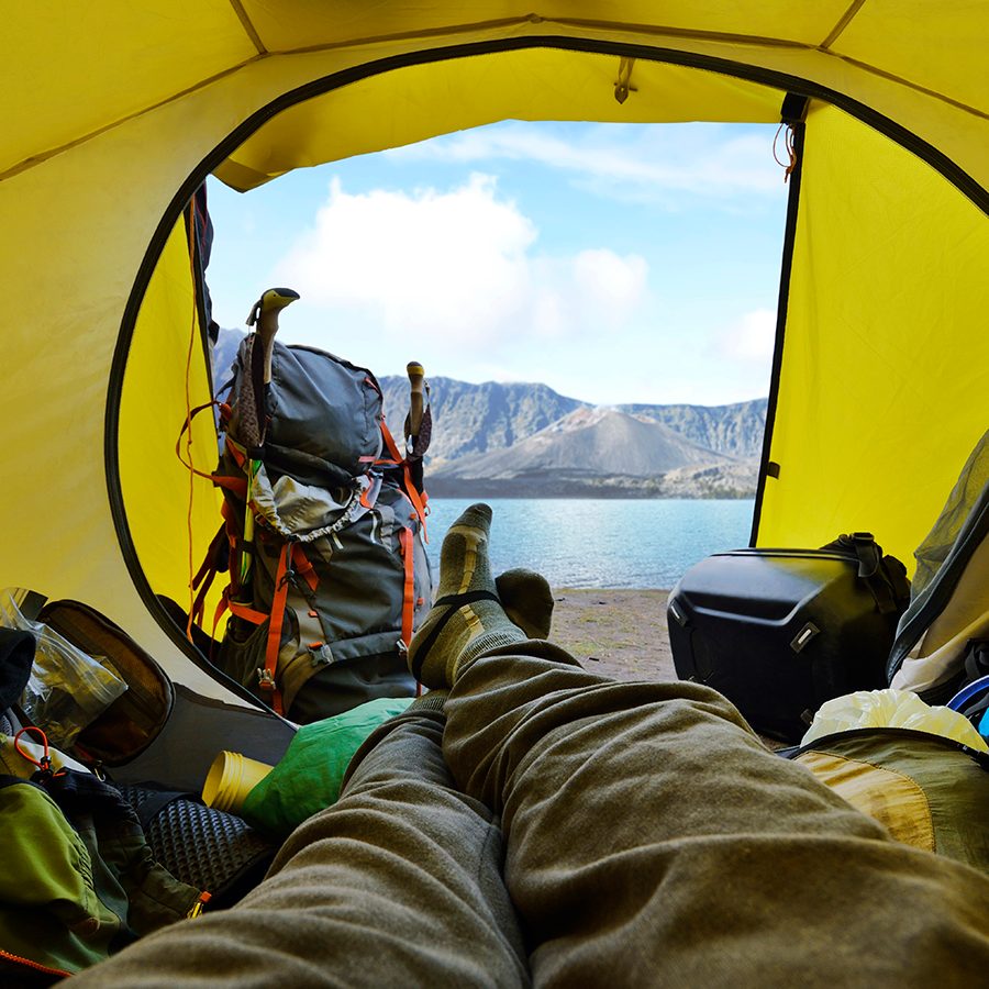 View out of a tent